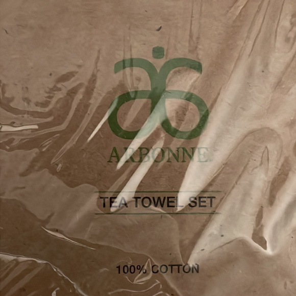 ARBONNE logo’d 100% cotton tea towel set of 2, NWT - Picture 3 of 3